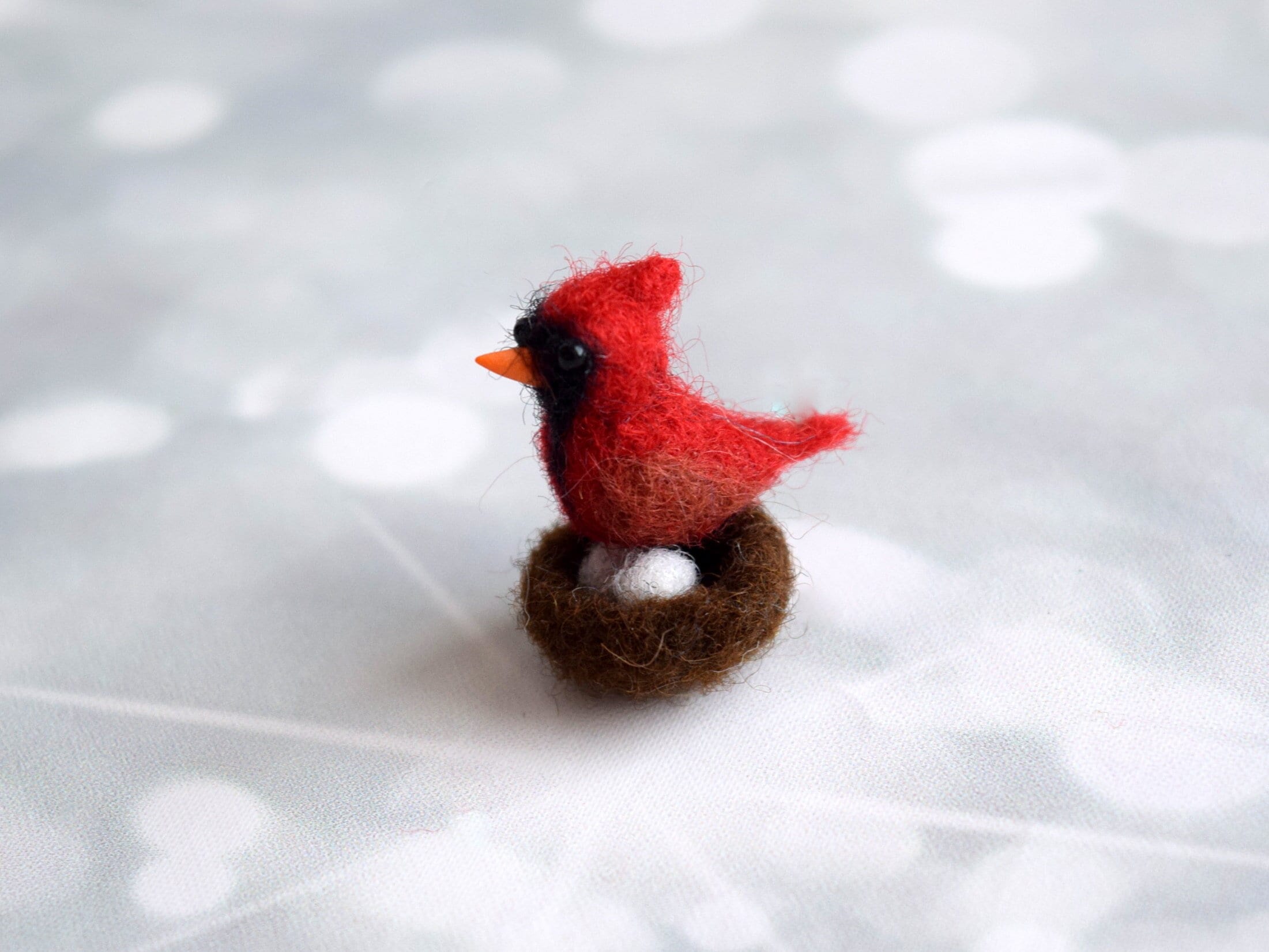 Tiny Felted Red Cardinal Figurine - Miniature Dollhouse Bird - Etsy