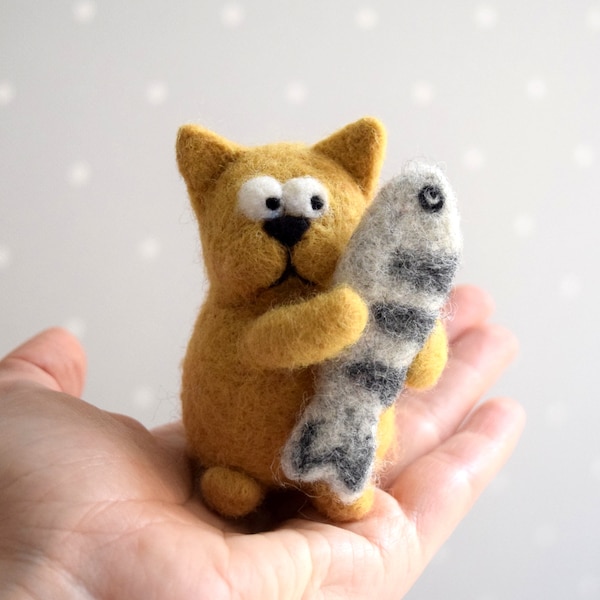 Digital needle felting pdf pattern Cat Fisherman tutorial download Needle felted cat diy Instant Craft pattern Felted cat Stay with Ukraine