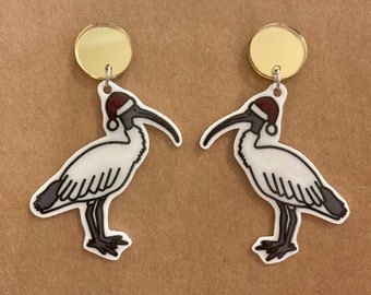 Christmas Bin Chicken Dangle Earrings