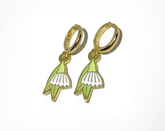 Gumnut Flowers Earrings - Eucalyptus Blossom Native Australian Flower Hoop Charm Earrings 18K Gold 925