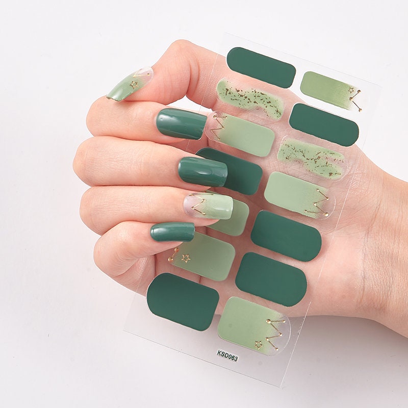 Jade Green 2 tono en con wraps de uñas de oro envolturas de - Etsy México