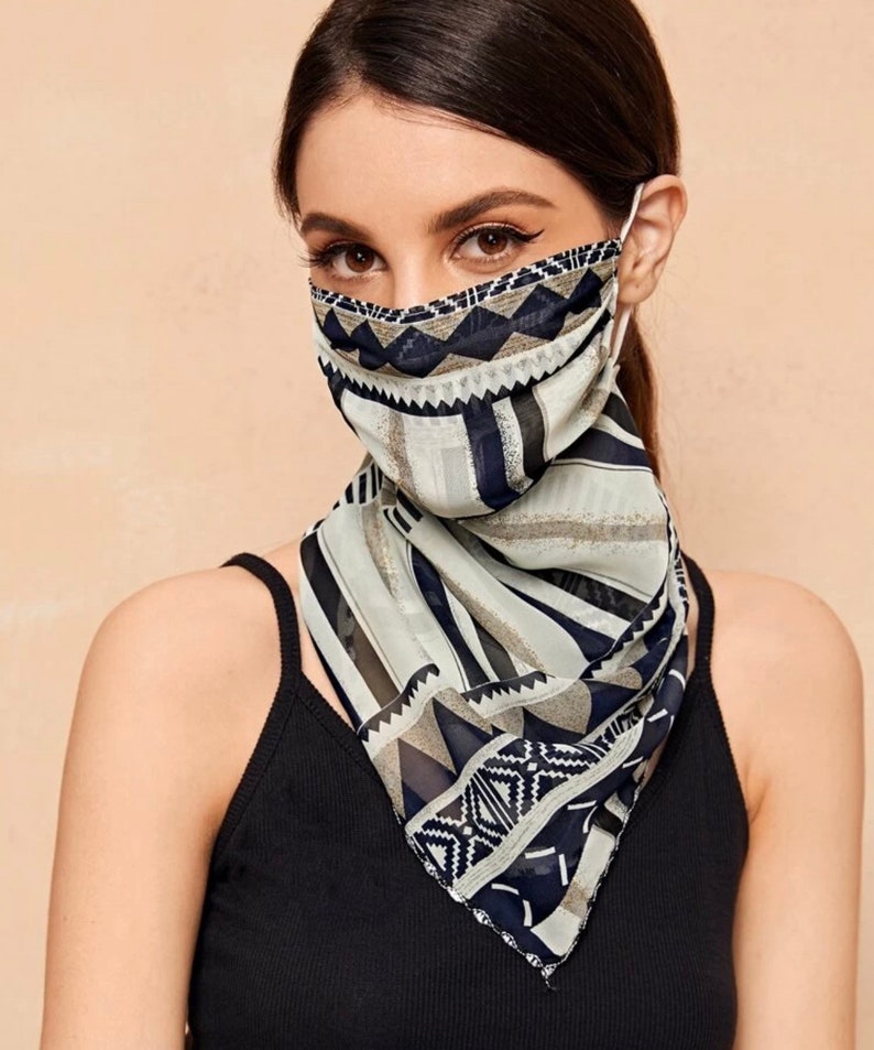 Scarf Mask Mask With Scarf Adult Face Mask With Scarf Etsy