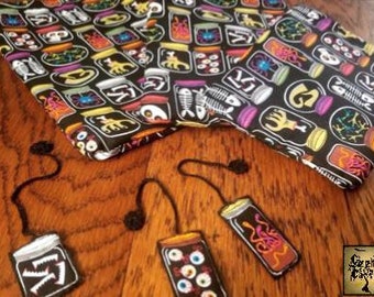 Jars of Creepiness Book Sleeve and Bookmark/Book cover/Book protector/literary gift