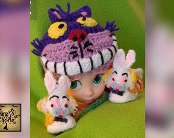 Alice in Wonderland Hat and Booties/Baby Booties/ Baby Hat