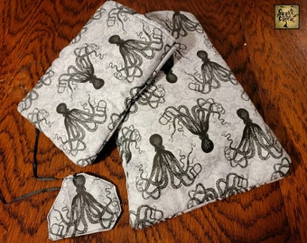 Vintage Octopus Booksleeve and Bookmark/Victorian print book cover/literary gift/ Octopus book cover