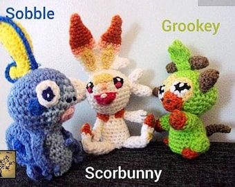 Grookey, Scorbunny, and Sobble