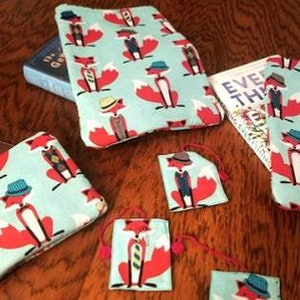 Dapper Foxes Book Sleeve and Bookmark/Book cover/Book protector/literary gift
