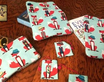 Dapper Foxes Book Sleeve and Bookmark/Book cover/Book protector/literary gift