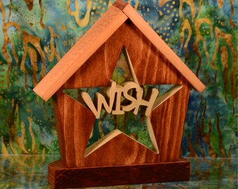 Unique Tea Light Holder Cottage-LED Candle Holder-Star Shape Décor-Handcrafted Gift-Wooden-Wish Upon a Star-Wood Tealight Holder