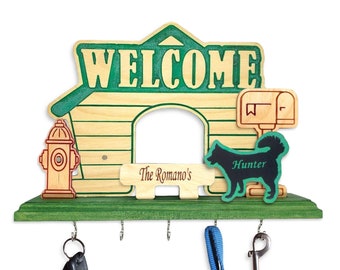 3D Personalized Key Ring Holder, Dog Leash Hangar with Family Name and Pet • Havanese•Husky•Irish Setter Gift for Dog Lover