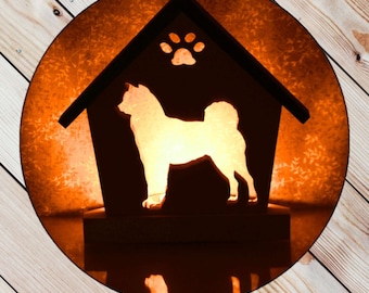 Shiba Inu Personalized Dog Memorial Gift • Loss of Dog Keepsake LED Tealight Candle Holder • Custom Pet Sympathy Gift for Dog Lovers