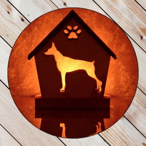 Doberman Personalized Dog Memorial Gift • Loss of Dog Keepsake LED Tealight Candle Holder • Custom Pet Sympathy Gift for Dog Lovers