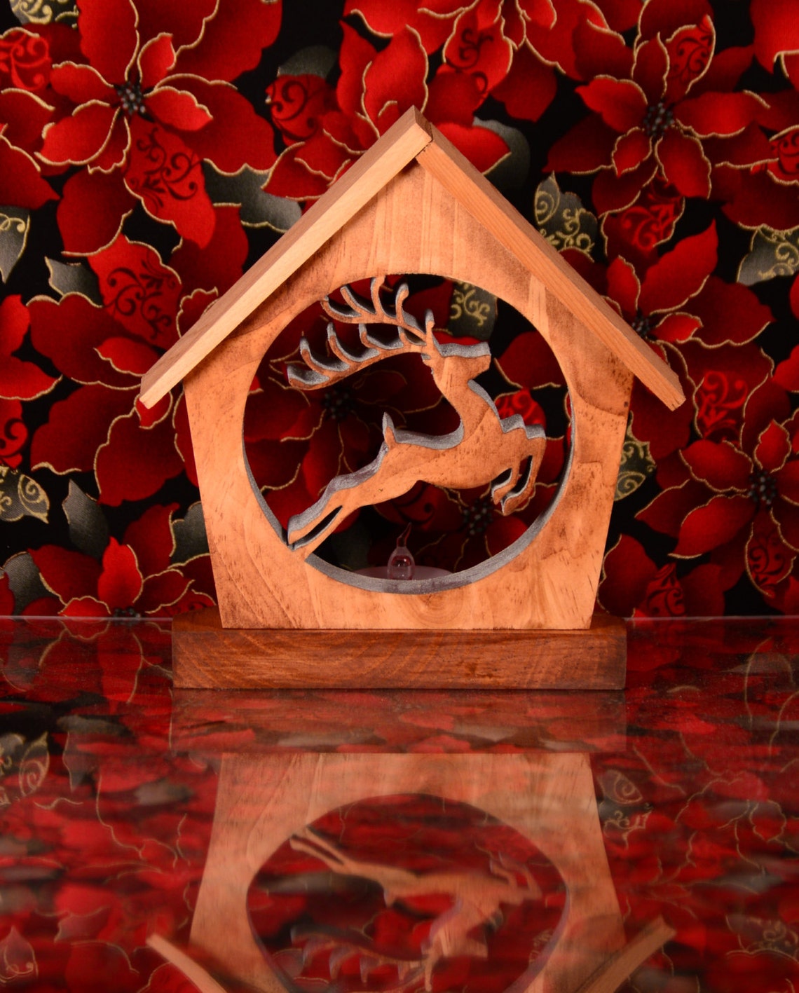 Leaping Reindeer Tea Light Candle Holderchristmas Mantle Etsy