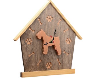 Personalized Schnauzer Doghouse Clock | Custom Engraved Pet Gift | Schnauzer Lover & Memorial Décor