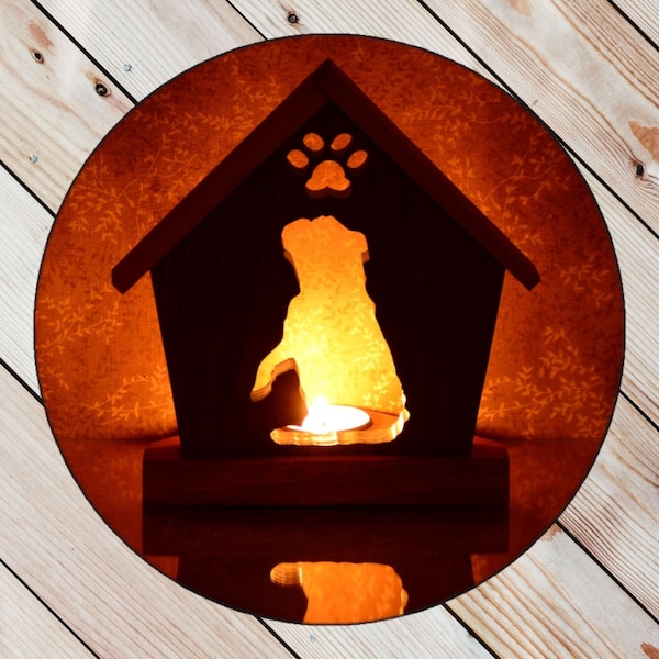 Bulldog Personalized Dog Memorial Gift • Loss of Dog Keepsake LED Tealight Candle Holder • Custom Pet Sympathy Gift for Dog Lovers