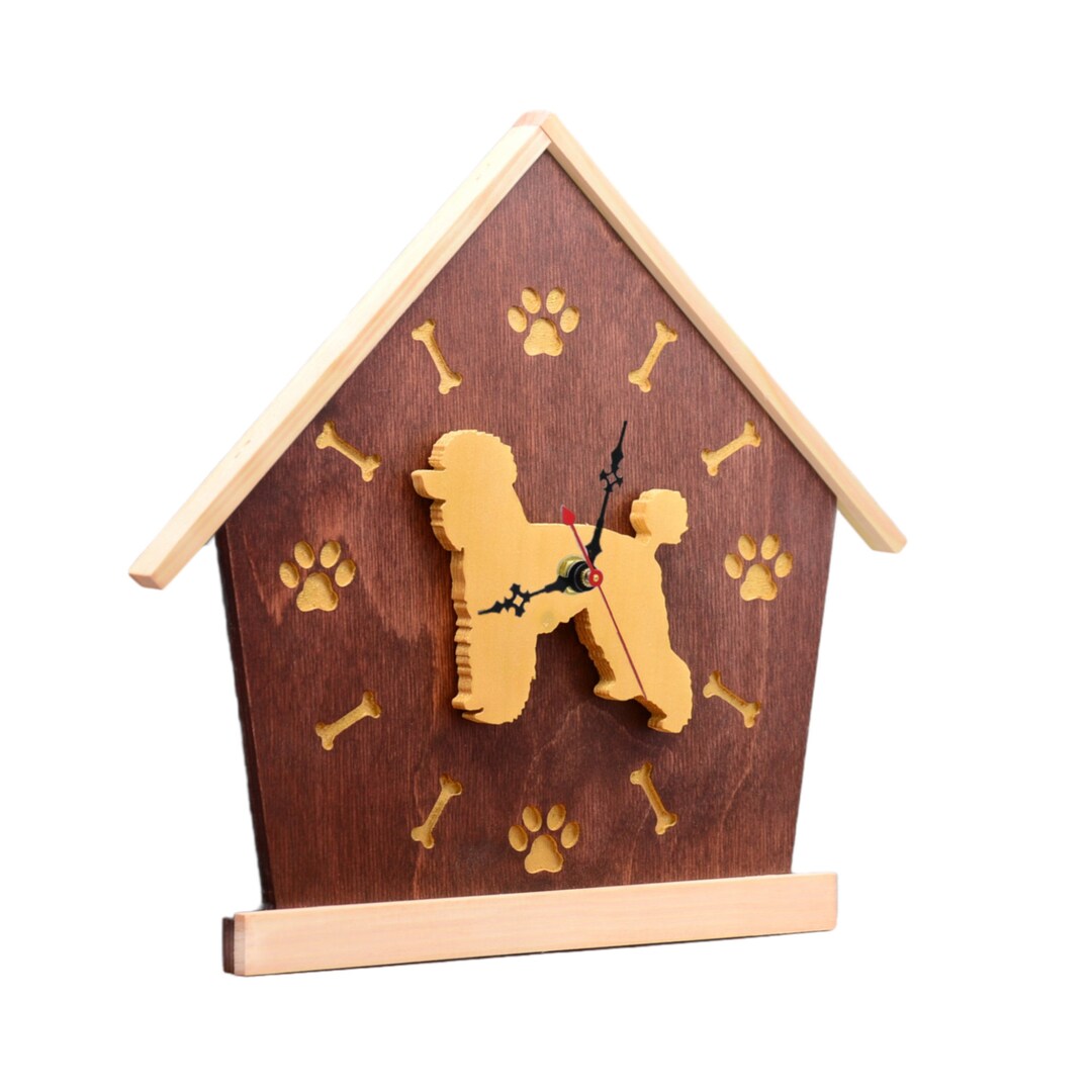 Personalized Poodle Silhouette Clock | Engraved Wood Pet Gift | Poodle ...