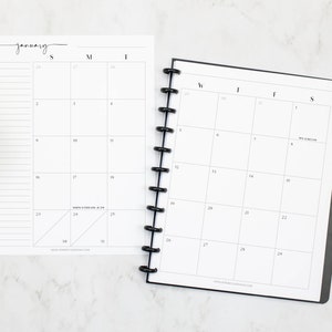 MONTHLY CALENDAR for Discbound Planners MODERN Font Happy - Etsy