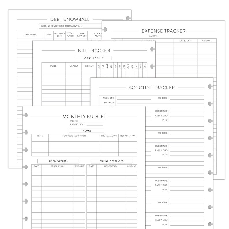 FINANCE Discbound Printed Budget Inserts, Happy Planner Finance Kit, Mini, Arc Junior, Letter, Financial Planning, Debt Snowball, image 2