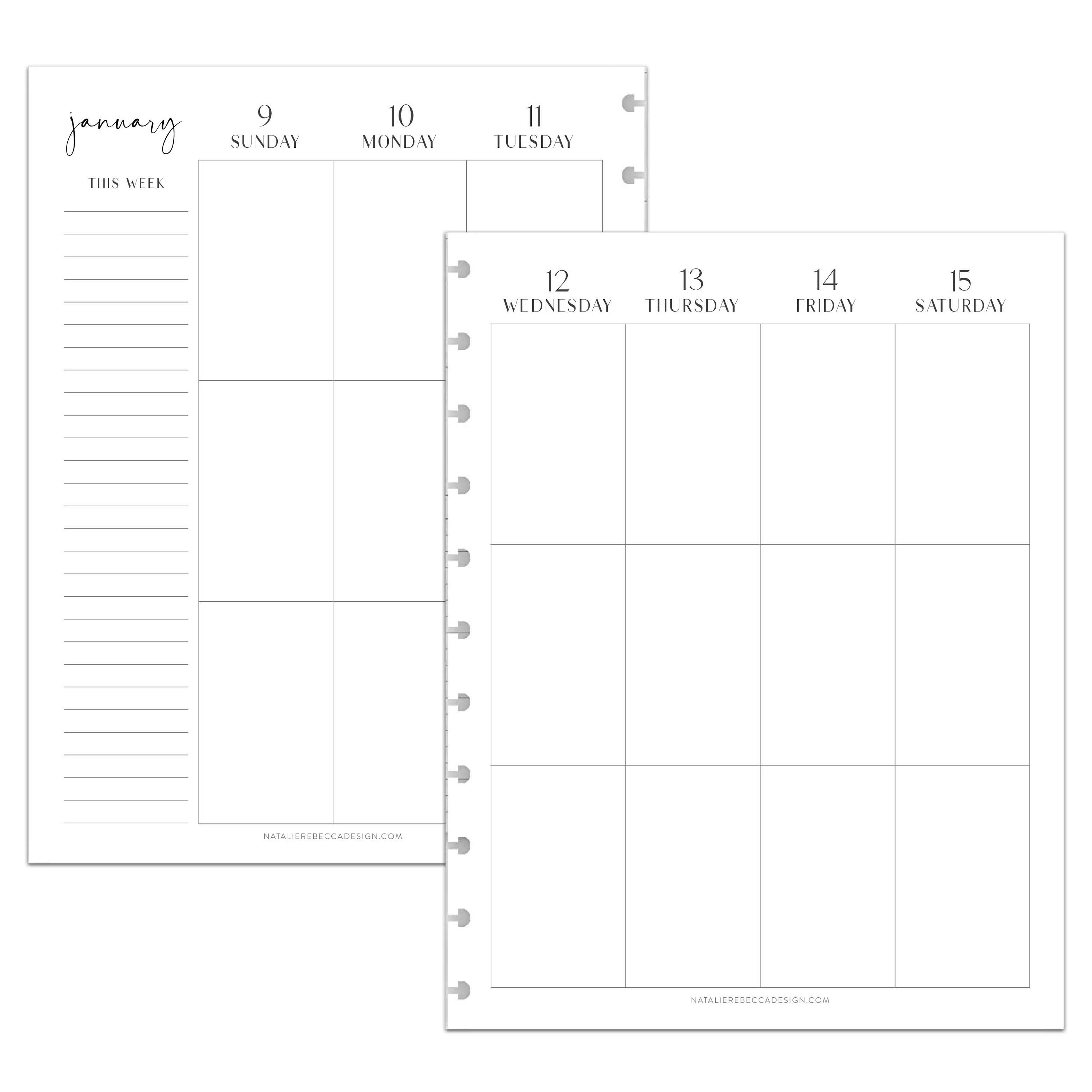 Weekly & Monthly VERTICAL Calendar MODERN Font Disc Bound - Etsy