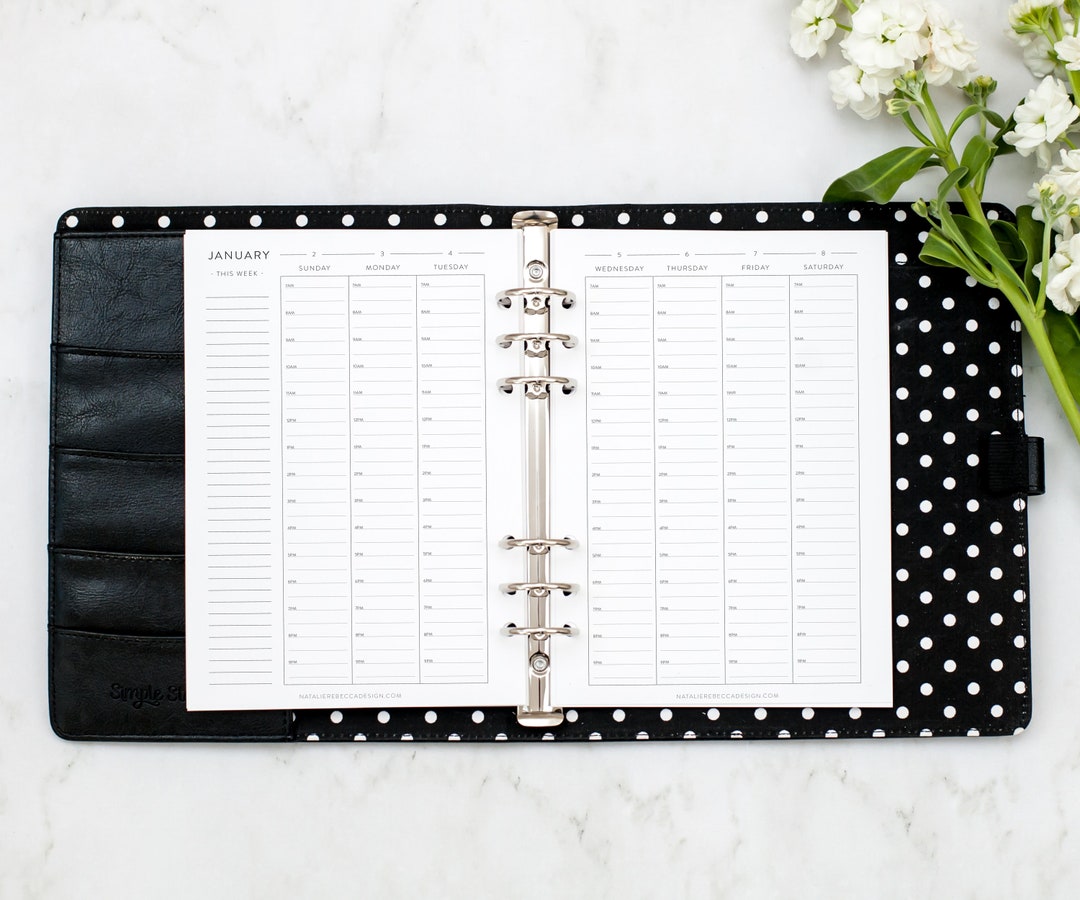 A5 HOURLY Weekly Planner Inserts, CLASSIC Font, Ring Bound - Etsy