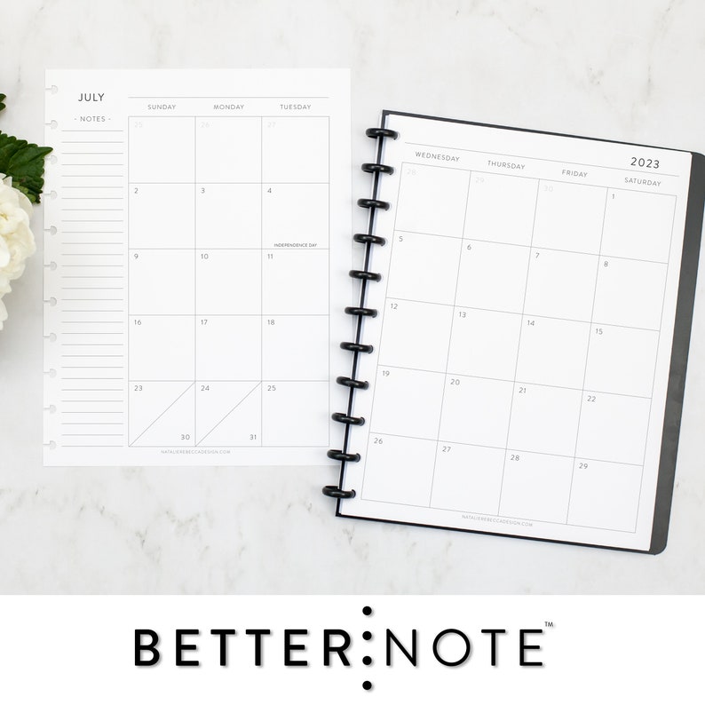 MONTHLY CALENDAR for Discbound Planners CLASSIC Font 12 - Etsy