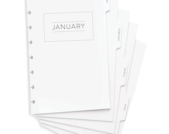 DIVIDERS for Disc Bound Planner, CLASSIC Font, 12  Monthly Dividers, Junior Discbound, Letter Disc, Happy Planner Classic, Tabbed Dividers