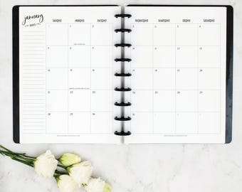 MONTHLY Dated Calendar Inserts, WHIMSY Font, Discbound Planner Pages
