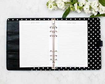 A5 Planner Inserts, NOTES Pages, CLASIC Font, 6-ring