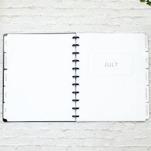 MONTHLY Calendar and DIVIDERS for Discbound planners, CLASSIC font, Letter size, Happy Planner, Half Letter, Circa, Dividers, Arc,