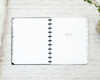 Weekly & Monthly HORIZONTAL Calendar with DIVIDERS for Discbound planners, CLASSIC font, Half Letter Junior Letter Size, Dividers