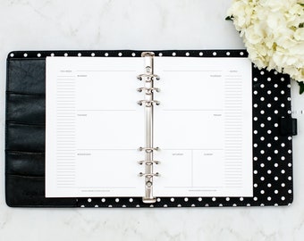 A5 Undated HORIZONTAL Calendar for A5 Planner, CLASSIC Font, Weekly and Monthly Views, Filofax, Kikki K Medium, Ring Bound Refill, 6 Months