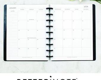 MONTHLY CALENDAR for Discbound Planners, CLASSIC Font, 12  Month Dated, Happy Planner, Letter Disc Bound, Junior Disc Bound, Arc, Levenger,