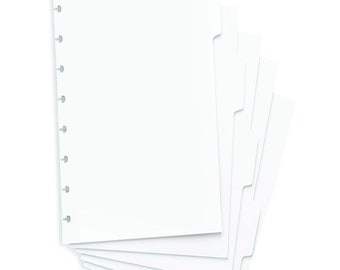 BLANK DIVIDERS for Disc Bound Planner, White, Set of 6, Junior Discbound, Letter Discbound, Happy Planner, Tabbed Dividers, 12 mo,