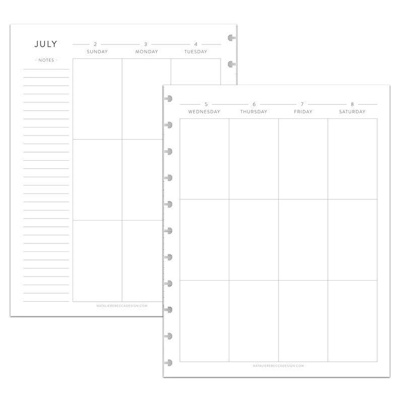 MONTHLY CALENDAR for Discbound Planners CLASSIC Font 12 - Etsy