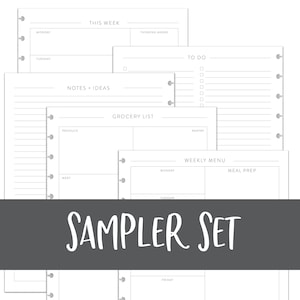 SAMPLER SET inserts for Discbound planners, Classic Font, Mini, Happy Planner, Junior DiscBound, Letter DiscBound, Arc, TUL, Planner Inserts