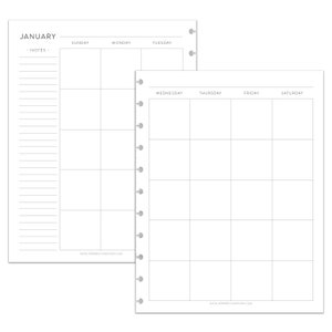 Undated MONTHLY CALENDAR for Discbound Planners, CLASSIC Font, Letter ...