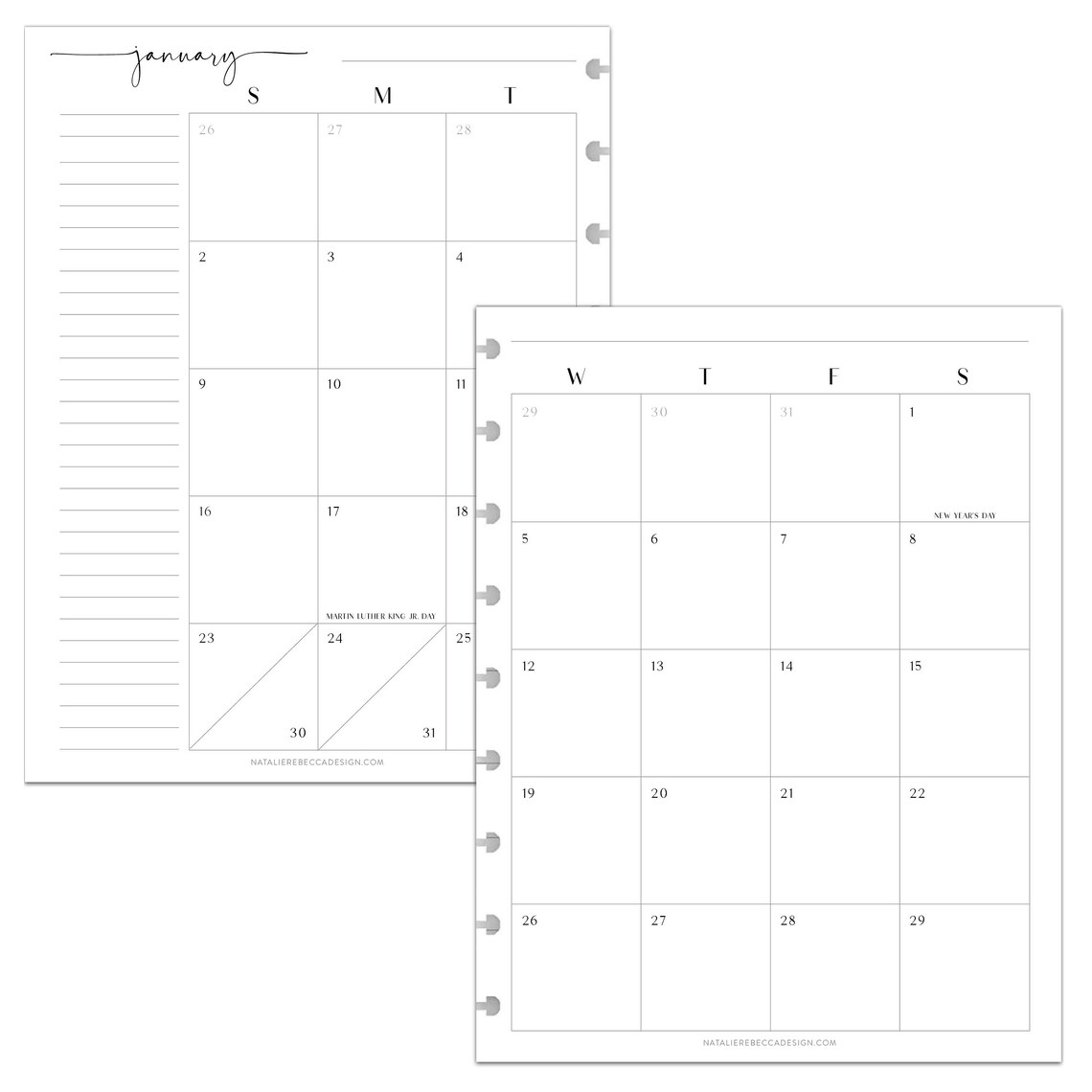 MONTHLY CALENDAR for Discbound Planners MODERN Font Happy - Etsy