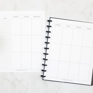 UNDATED Weekly & Monthly VERTICAL Calendar, CLASSIC Font, Disc Bound Inserts, Happy Planner, Junior Size, Letter,  Arc, Vertical, 6 Months