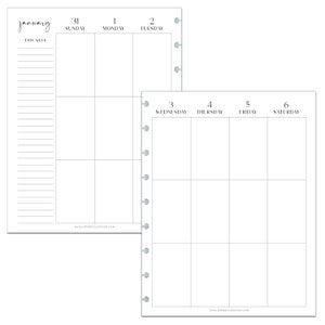 MONTHLY CALENDAR for Discbound Planners, MODERN Font, Happy Planner ...