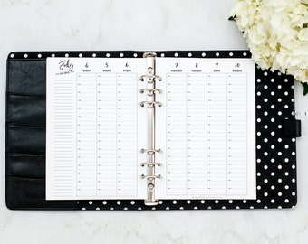 A5 Weekly & Monthly HOURLY DATED Calendar Weekly for Planners, WHIMSY Font, Filofax A5, Kikki, Ring Bound, WO2P, Hourly, 12 months