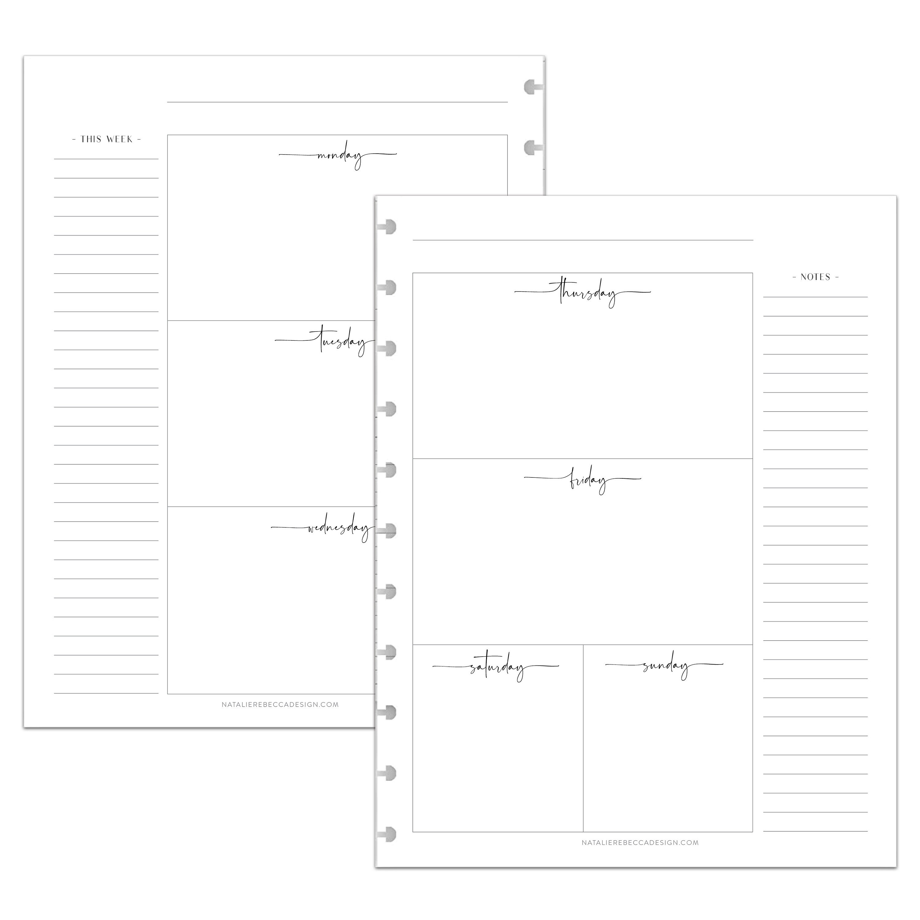 UNDATED HORIZONTAL Discbound Inserts MODERN Font Mini Happy - Etsy