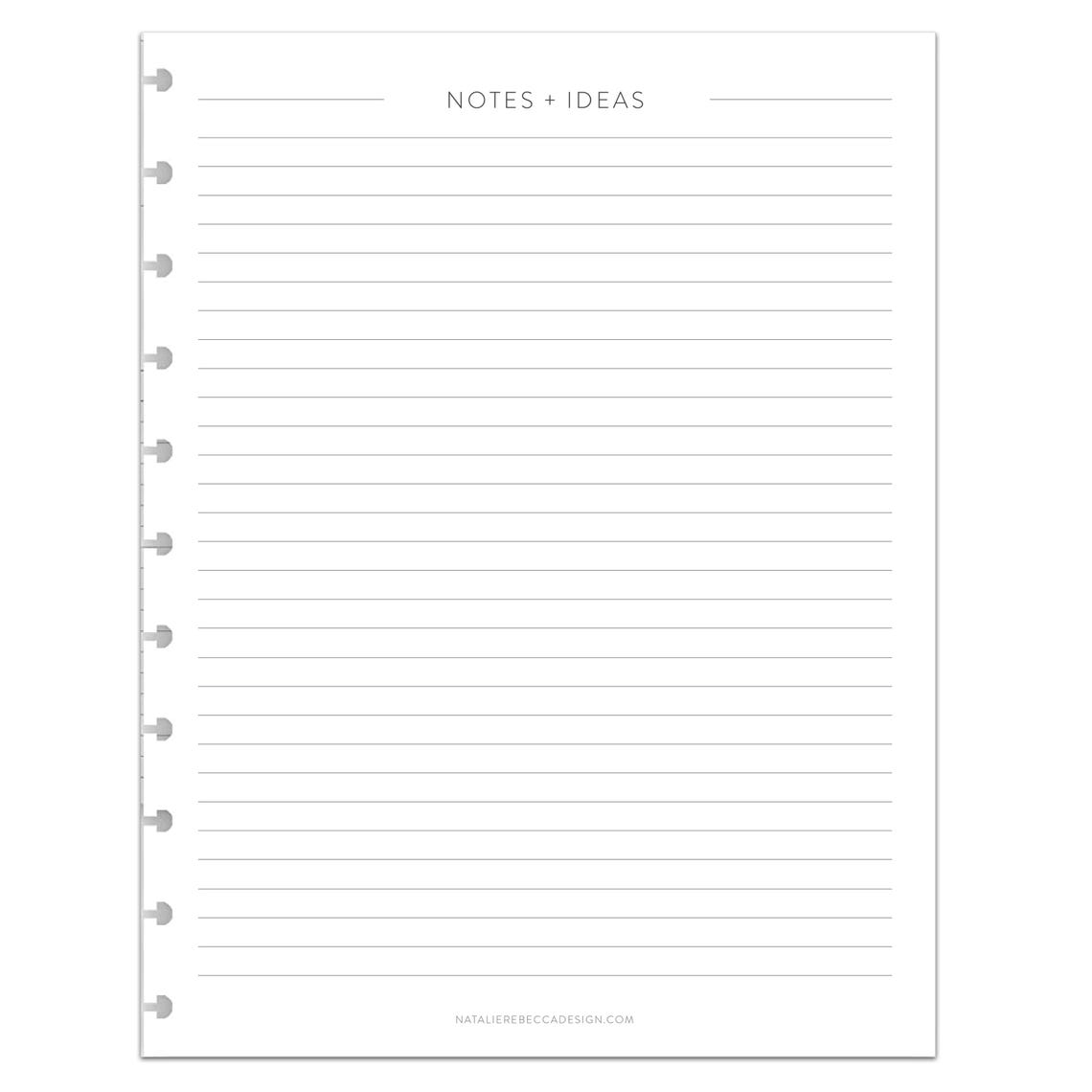 Notebook Insert Printable NOTES Inserts for Discbound Notebooks, CLASSIC Font, Mini, Happy ...