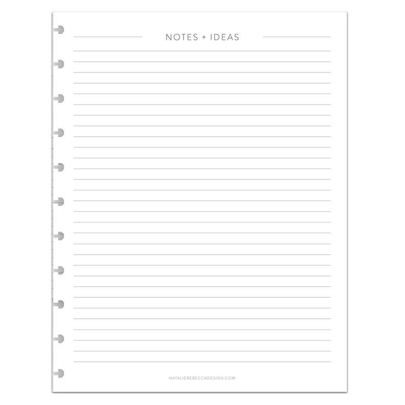 NOTES inserts for Discbound notebooks, CLASSIC Font, Mini, Happy Planner, Junior, Letter, Tul, Arc, MAMBI Happy Planner Insert image 2