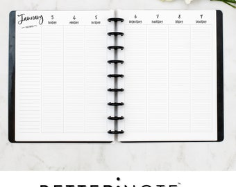 Weekly & Monthly Vertical LINED Calendar, WHIMSY Font, Disc Bound Inserts, Happy Planner, Junior Size, Letter Sized Planner, Tul, Arc,