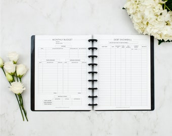 FINANCE Discbound Printed Budget Inserts, Happy Planner Finance Kit, Mini, Arc Junior, Letter, Financial Planning, Debt Snowball,
