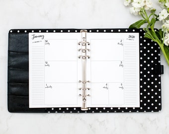 A5 Weekly & Monthly HORIZONTAL Planner Calendar Pages, WHIMSY Font, Filofax A5 Calendar Refill, Kikki, Ring Bound,  WO2P