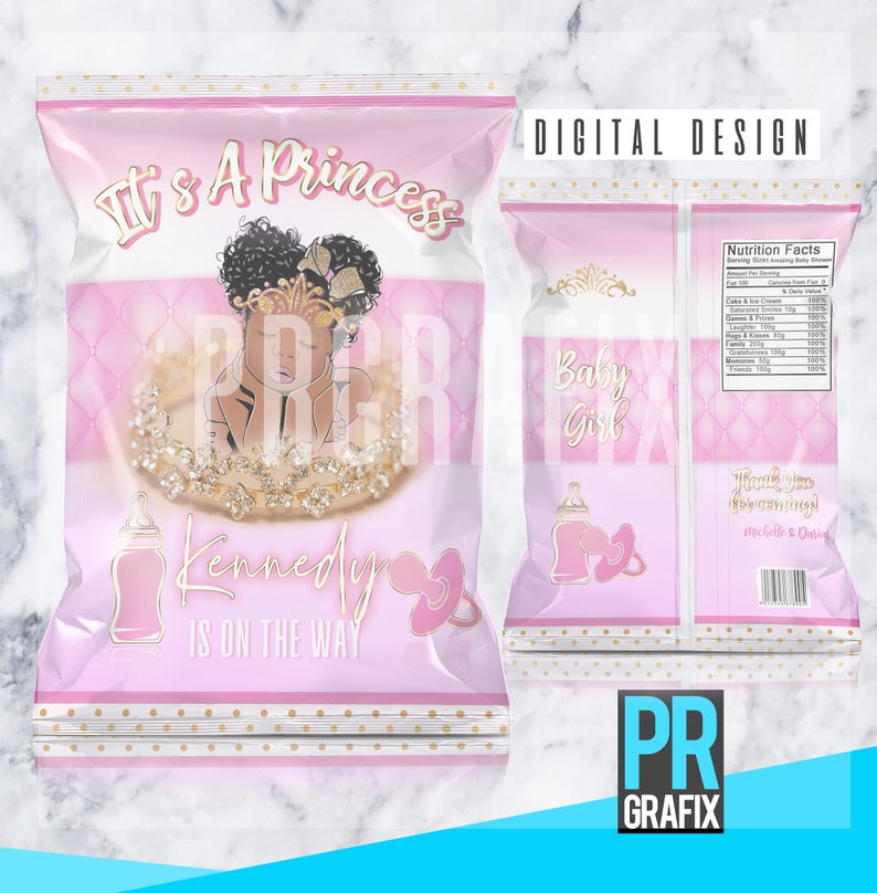A Princess is on the way Digital Bundle ONLY Chip Treat Bag Water Bottle Label Candy Bar Wrapper Baby Shower Invite Cupcake Topper