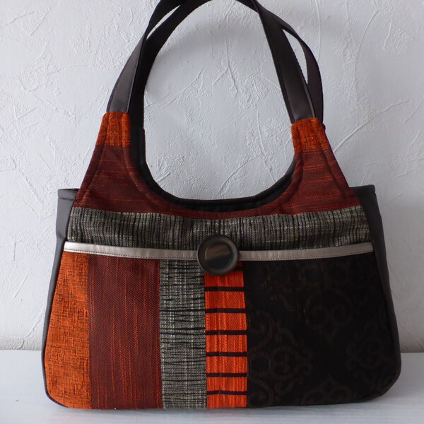 Handbag, multicolored fabric bag, chic ethnic bag, unique French creation