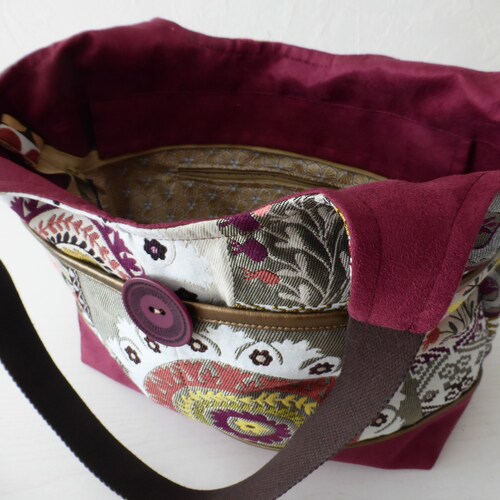 Handbag woman multicolored fabrics boho, handbag shoulder soft and light, unique bag shops for her handmade in France