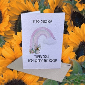 Carte de professeur, carte de semences plantable personnalisée pour professeur, carte arc-en-ciel, cadeau de carte de semences, cadeau de carte de semences, cadeau de carte de semences plantables